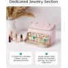 BAGSMART Travel Makeup Bag with Jewelry Organizer, Portable Make Up Bag, Puffy Wide-Opening Cosmetic Storage Pouch for Women’s Toiletries and Travel Essentials (Baby Pink)(Baby Pink)