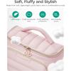 BAGSMART Travel Makeup Bag with Jewelry Organizer, Portable Make Up Bag, Puffy Wide-Opening Cosmetic Storage Pouch for Women’s Toiletries and Travel Essentials (Baby Pink)(Baby Pink)
