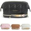 BAGSMART Travel Makeup Bag, PU Leather Waterproof Cosmetic Bags Makeup Bags for Women, Large Capacity Make up Bag, Wide-open Makeup Pouch for Travel Essentials, Bottles, Brushes (Black)