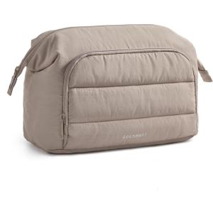 BAGSMART Makeup Bag Travel Toiletry Bag, Puffy Padded Make Up Bags for Women, Makeup Organizer Wide-open Pouch Purse, Travel Essentials for Toiletries Accessories Brushes, Camel(Brown)(Brown)
