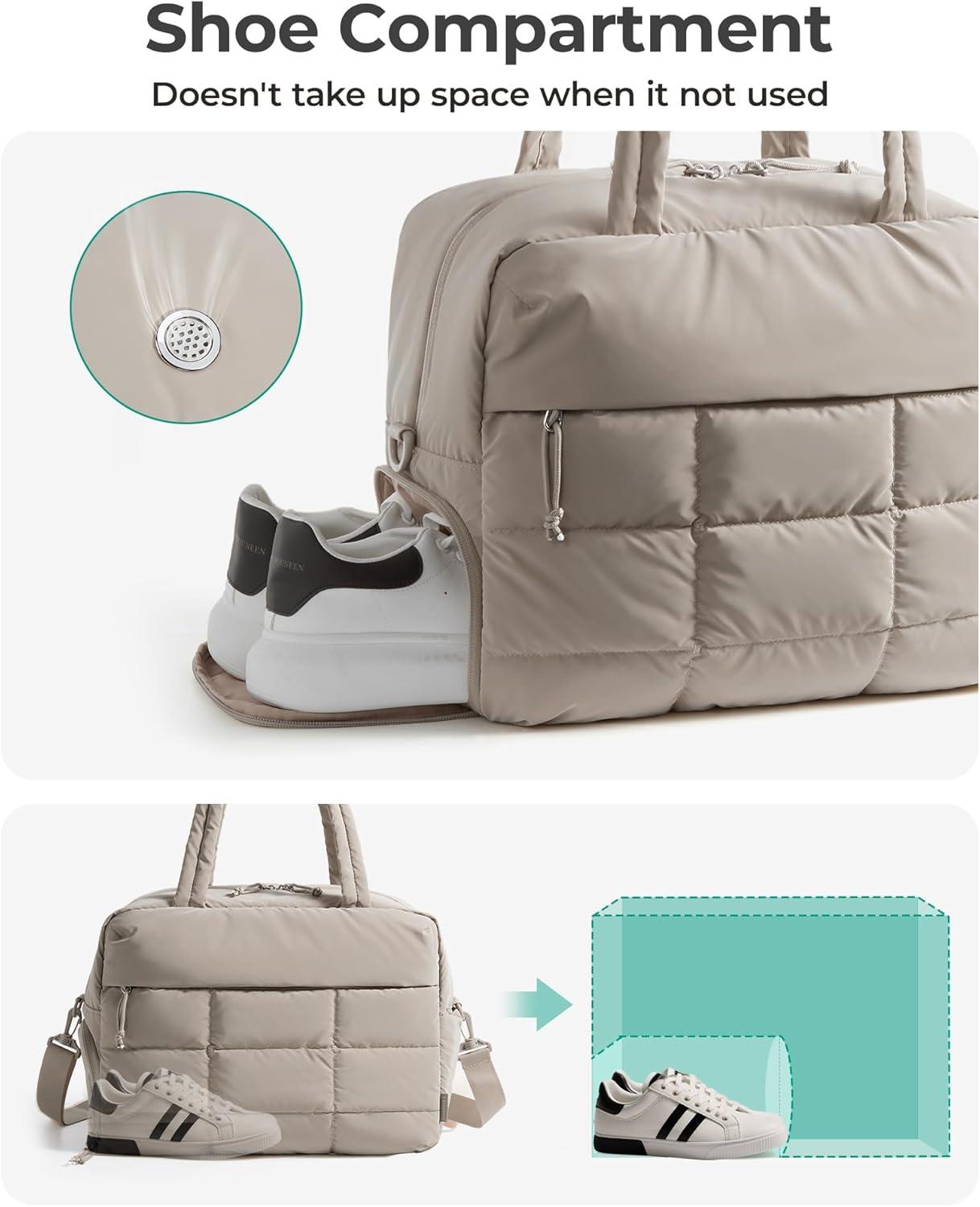 imageBAGSMART Large Gym Bag for Women Carry on Travel Duffel Bag Waterresistant Weekender with Shoe Compartment for Gym Travel Work ClassicClassic