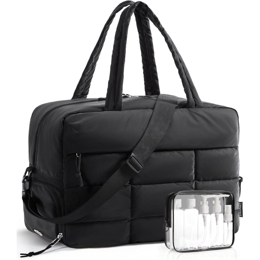 imageBAGSMART Large Gym Bag for Women Carry on Travel Duffel Bag Waterresistant Weekender with Shoe Compartment for Gym Travel Work ClassicClassic