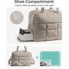BAGSMART Large Gym Bag for Women, Carry on Travel Duffel Bag, Water-resistant Weekender with Shoe Compartment for Gym Travel Work, Classic(Khaki)