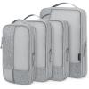 BAGSMART Compression Packing Cubes for Travel, 6 Set Packing Cubes for Carry on Suitcases, Compression Travel Cubes & Suitcase Organizer for Packing with Shoe Bag Khaki(Grey)