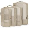 BAGSMART Compression Packing Cubes for Travel, 6 Set Packing Cubes for Carry on Suitcases, Compression Travel Cubes & Suitcase Organizer for Packing with Shoe Bag Khaki(Khaki)