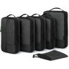 BAGSMART Compression Packing Cubes for Travel, 6 Set Packing Cubes for Carry on Suitcases, Compression Travel Cubes & Suitcase Organizer for Packing with Shoe Bag Khaki(04-Black)