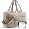 BAGSMART Large Gym Bag for Women, Carry on Travel Duffel Bag, Water-resistant Weekender with Shoe Compartment for Gym Travel Work, Classic(Khaki)