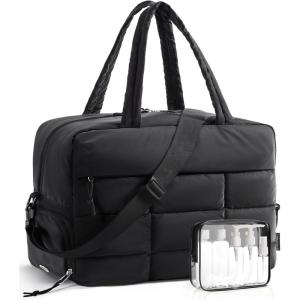 BAGSMART Large Gym Bag for Women, Carry on Travel Duffel Bag, Water-resistant Weekender with Shoe Compartment for Gym Travel Work, Classic(Classic)