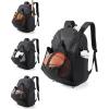 BAGSMART Basketball Bag with Shoes Compartment, Basketball Backpack with Ball Holder, Functional Gym Bag for Velleyball, Soccer & Baseball(Black)