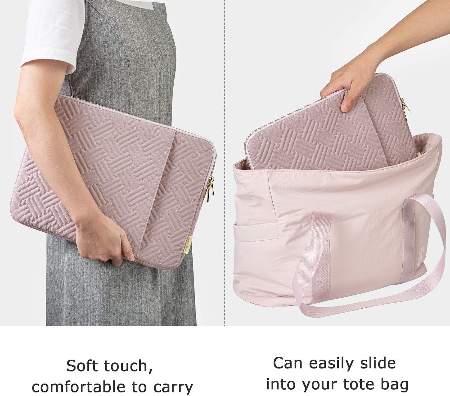 imageBAGSMART Laptop Sleeve 156 Inch Shockproof Water Repellent Compatible with HP Dell Lenovo Acer Asus Notebook MacBook Pro 16 Inch Carrying Case with Pocket BlackBaby Pink