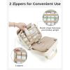 BAGSMART Travel Toiletry Bag for Women, Hanging Travel Bag for Toiletries, Puffy Makeup Cosmetic Bag Organizer, Carry-on Travel Accessories Essentials, Camel(Pink)
