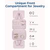 BAGSMART Travel Toiletry Bag with Jewelry Organizer, Hanging Travel Bag for Toiletries, Puffy Makeup Cosmetic Bag Organizer, Carry-on Travel Accessories Essentials, Beige-M(Pink)