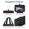 BAGSMART Travel Toiletry Bag with Jewelry Organizer, Hanging Travel Bag for Toiletries, Puffy Makeup Cosmetic Bag Organizer, Carry-on Travel Accessories Essentials, Beige-M(Black)