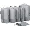 BAGSMART Compression Packing Cubes for Travel, 6 Set Packing Cubes for Carry on Suitcases, Compression Travel Cubes & Suitcase Organizer for Packing with Shoe Bag Sky Blue(01-Grey)