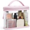 BAGSMART TSA Approved Toiletry Bag, 2 Pack Clear Makeup Cosmetic Bag Organizer, Quart Size Travel Bag for Toiletries, Carry-on Travel Accessories Essentials, Pink-2pcs(Pink-Puffy Top)