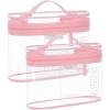 BAGSMART TSA Approved Toiletry Bag, 2 Pack Clear Makeup Cosmetic Bag Organizer, Quart Size Travel Bag for Toiletries, Carry-on Travel Accessories Essentials, Pink-2pcs(Pink)