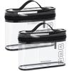 BAGSMART TSA Approved Toiletry Bag, 2 Pack Clear Makeup Cosmetic Bag Organizer, Quart Size Travel Bag for Toiletries, Carry-on Travel Accessories Essentials, Pink-2pcs(Black)