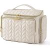 BAGSMART Travel Toiletry Bag, Large Wide-open Travel Bag for Toiletries, Makeup Cosmetic Travel Bag with Handle-Black(Beige)