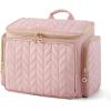BAGSMART Travel Toiletry Bag, Large Wide-open Travel Bag for Toiletries, Makeup Cosmetic Travel Bag with Handle-Black(Pink)