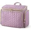 BAGSMART Travel Toiletry Bag, Large Wide-open Travel Bag for Toiletries, Makeup Cosmetic Travel Bag with Handle-Black(Purple)