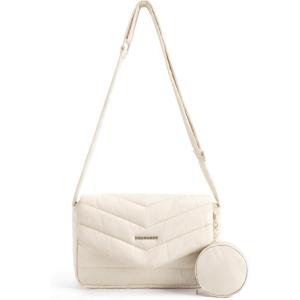 BAGSMART Crossbody Bags for Women, Quilted Puffer Shoulder Bag, Handbag Small Purses for women(Beige)