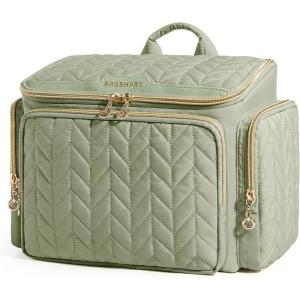 BAGSMART Travel Toiletry Bag, Large Wide-open Travel Bag for Toiletries, Makeup Cosmetic Travel Bag with Handle-Black(Green)