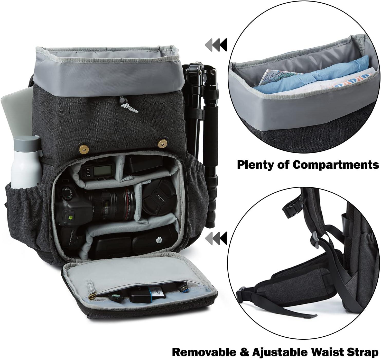 imageBAGSMART Camera Backpack DSLR SLR Waterproof Camera Bag with 15 Inch Laptop Compartment amp Tripod Holder amp Rain Cover GreenBlack