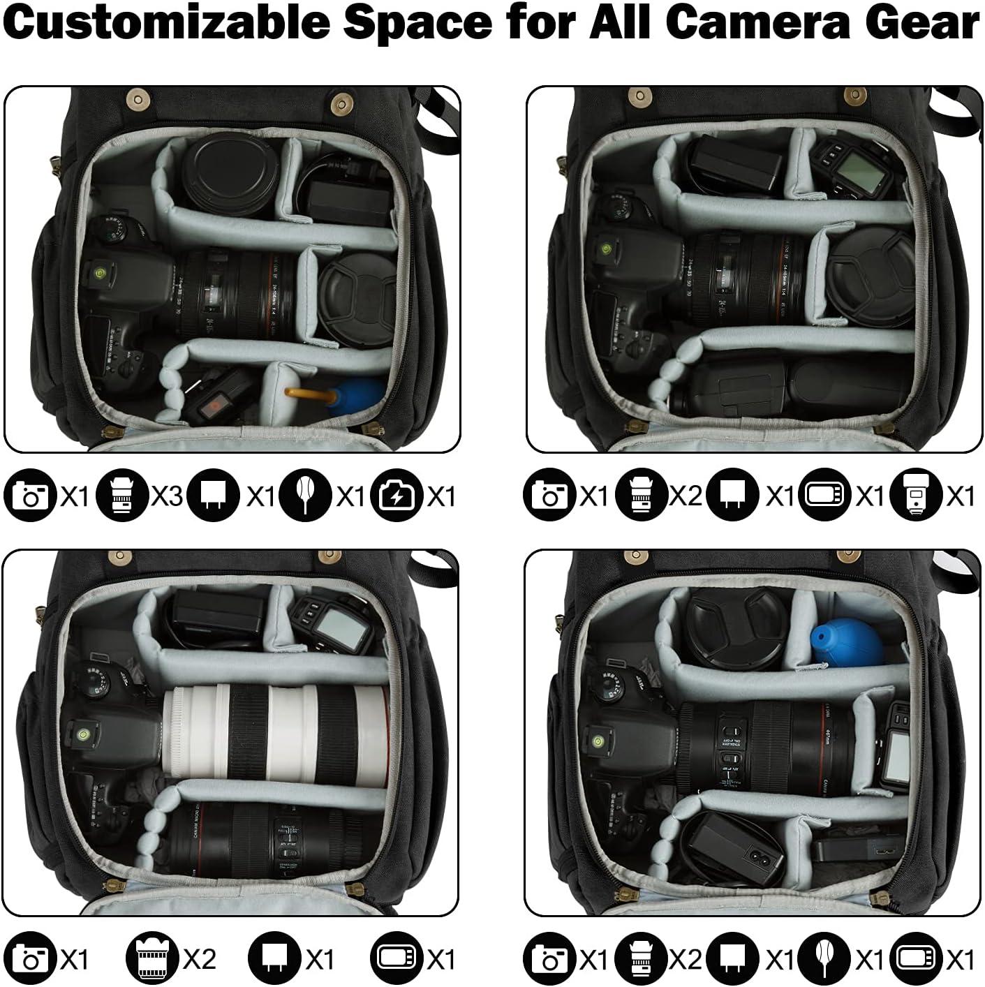 imageBAGSMART Camera Backpack DSLR SLR Waterproof Camera Bag with 15 Inch Laptop Compartment amp Tripod Holder amp Rain Cover GreenBlack