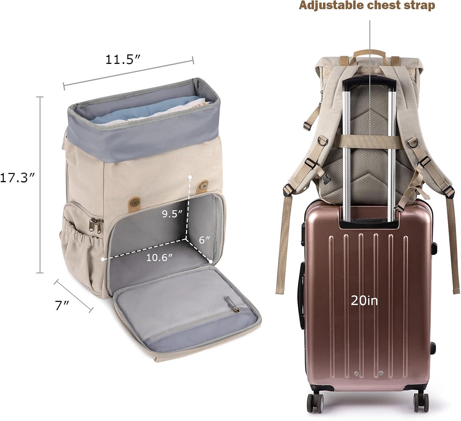imageBAGSMART Camera Backpack DSLR SLR Waterproof Camera Bag with 15 Inch Laptop Compartment amp Tripod Holder amp Rain Cover GreenIvory White