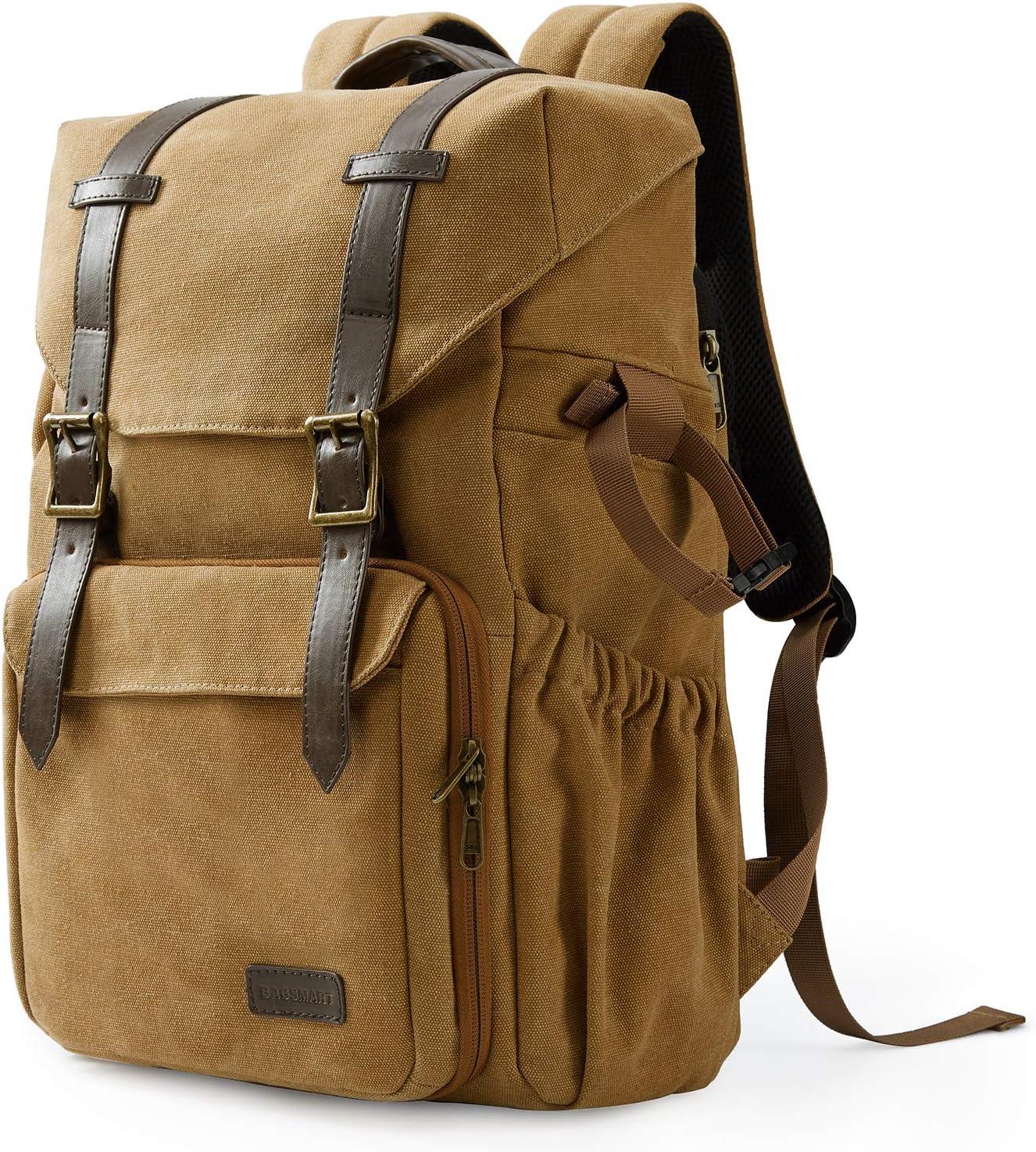 imageBAGSMART Camera Backpack DSLR SLR Waterproof Camera Bag with 15 Inch Laptop Compartment amp Tripod Holder amp Rain Cover GreenKhaki