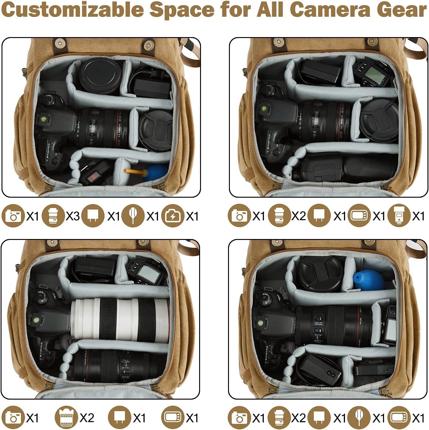 imageBAGSMART Camera Backpack DSLR SLR Waterproof Camera Bag with 15 Inch Laptop Compartment amp Tripod Holder amp Rain Cover GreenKhaki