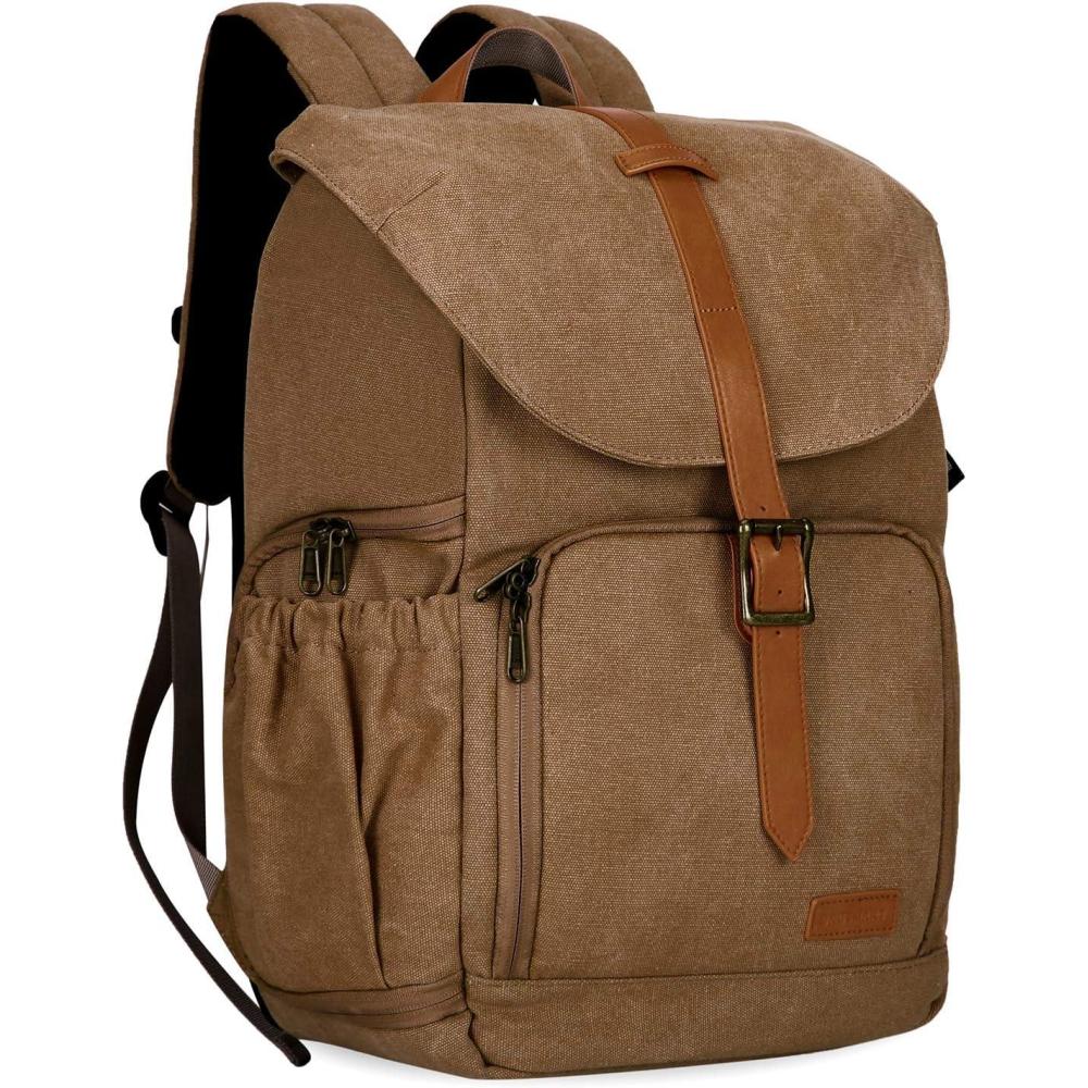 imageBAGSMART Camera Backpack DSLR SLR Waterproof Camera Bag with 15 Inch Laptop Compartment amp Tripod Holder amp Rain Cover GreenKhaki