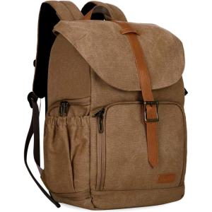 BAGSMART Camera Backpack, DSLR SLR Waterproof Camera Bag with 15 Inch Laptop Compartment & Tripod Holder & Rain Cover, Green(Khaki)