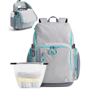 BAGSMART 2 Piece Swim Bag for Swimmers with Shoe Compartment, 35L Waterproof Swim Backpack for Men and Women, Swimming Sports Gym Bag(Light Gray)