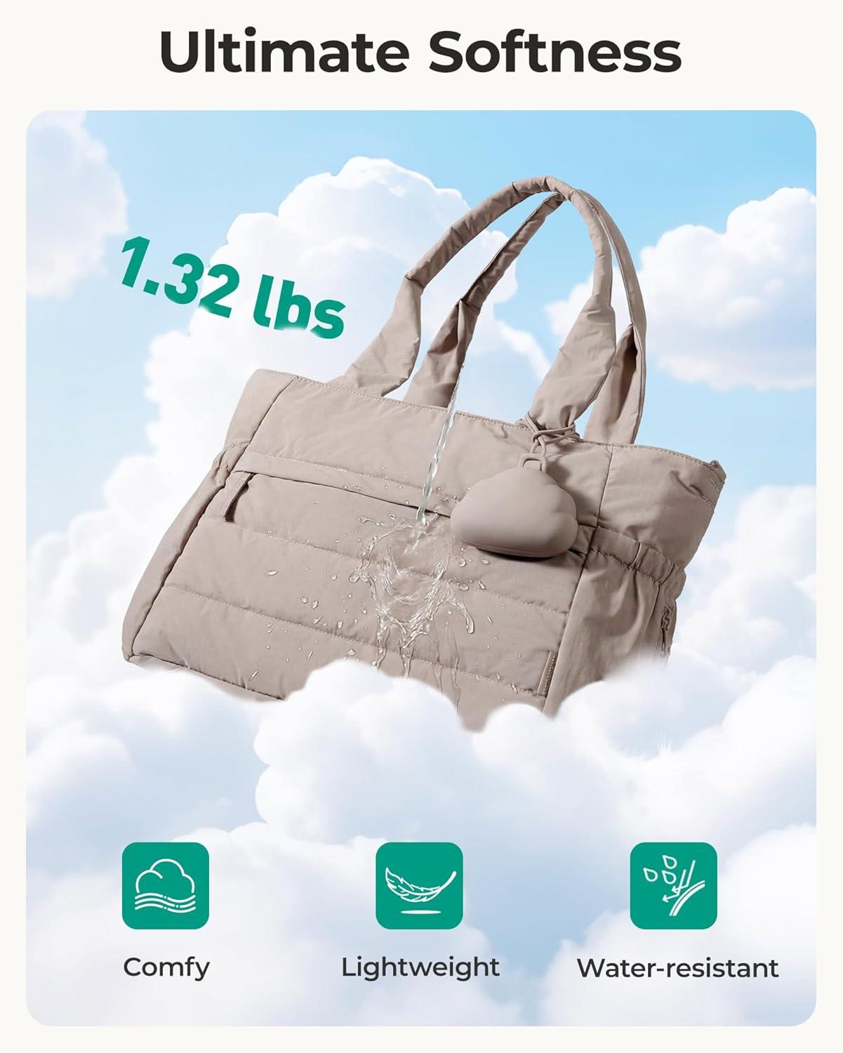 imageBAGSMART Diaper Bag Tote Hospital Bag for Labor Delivery Puffy Maternity Travel Diaper Tote Baby Bag with Pacifier CaseBeige