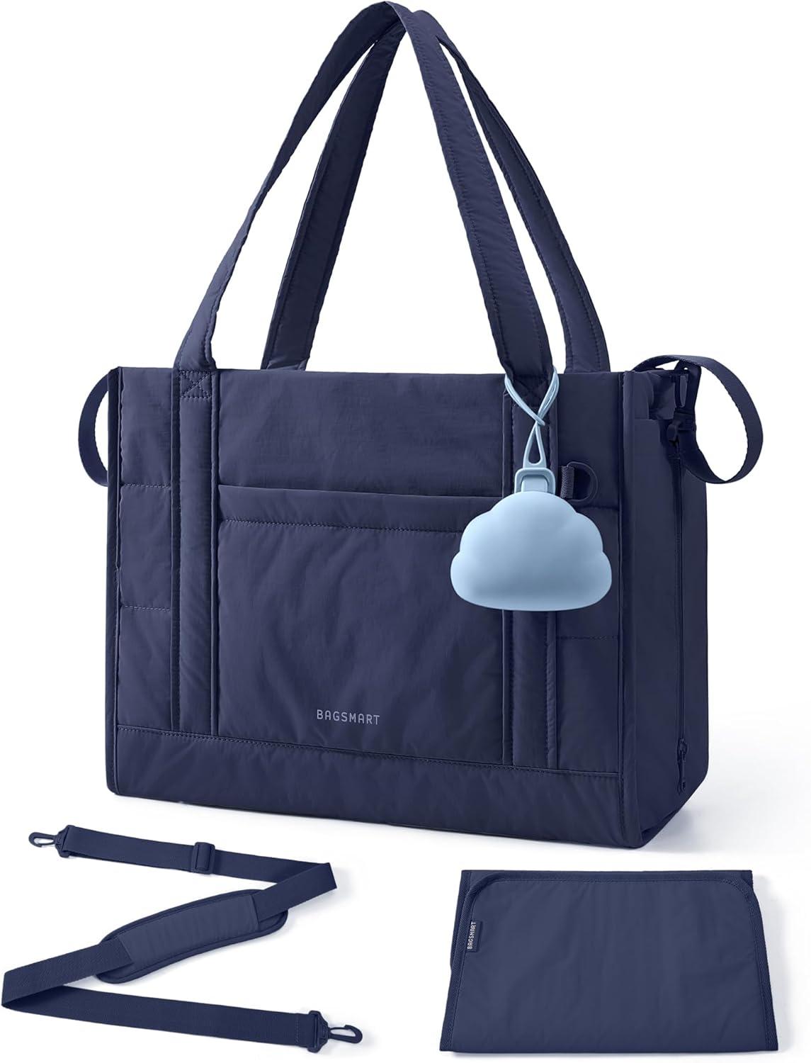 imageBAGSMART Diaper Bag Tote Puffer Tote Bag Lightweight Baby Bag with Insulated Pockets Pacifier CaseNavy Blue