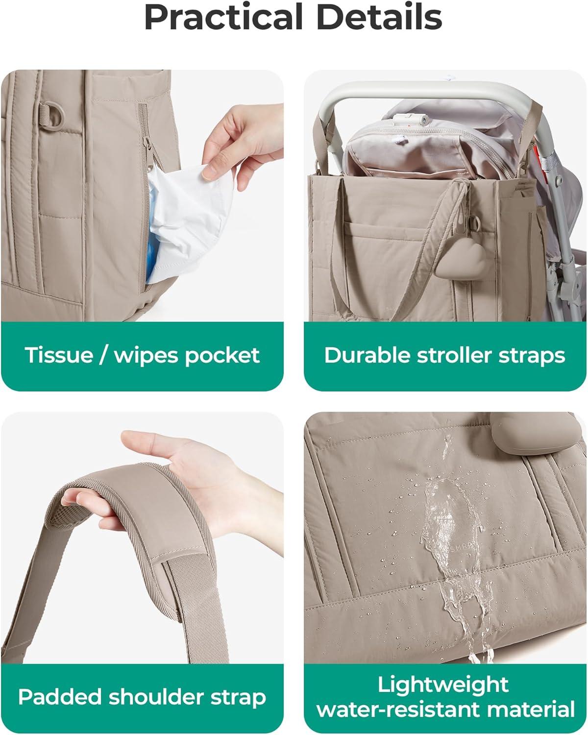 imageBAGSMART Diaper Bag Tote Puffer Tote Bag Lightweight Baby Bag with Insulated Pockets Pacifier CaseNavy Blue
