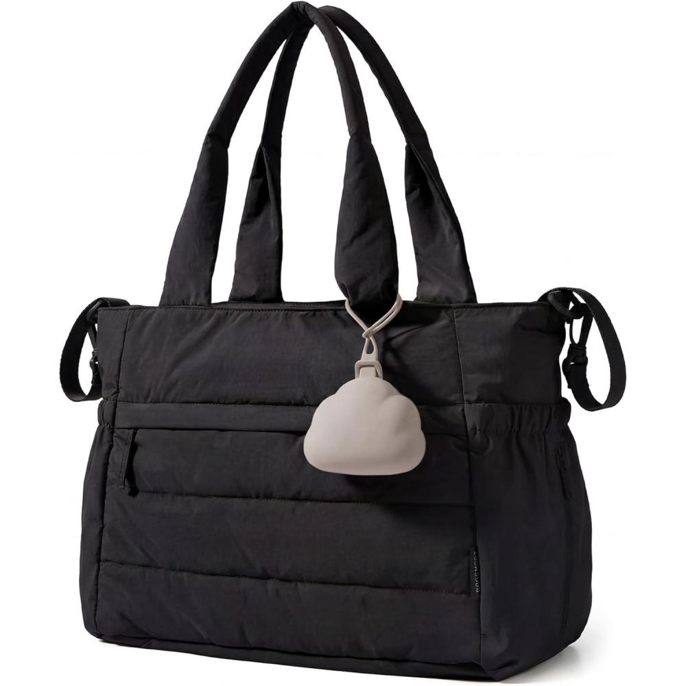 imageBAGSMART Diaper Bag Tote Hospital Bag for Labor Delivery Puffy Maternity Travel Diaper Tote Baby Bag with Pacifier CaseBlack