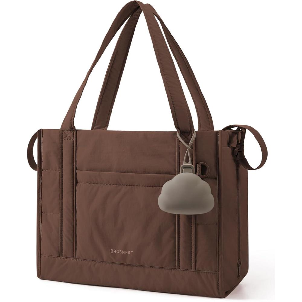 imageBAGSMART Diaper Bag Tote Puffer Tote Bag Lightweight Baby Bag with Insulated Pockets Pacifier CaseCoffee