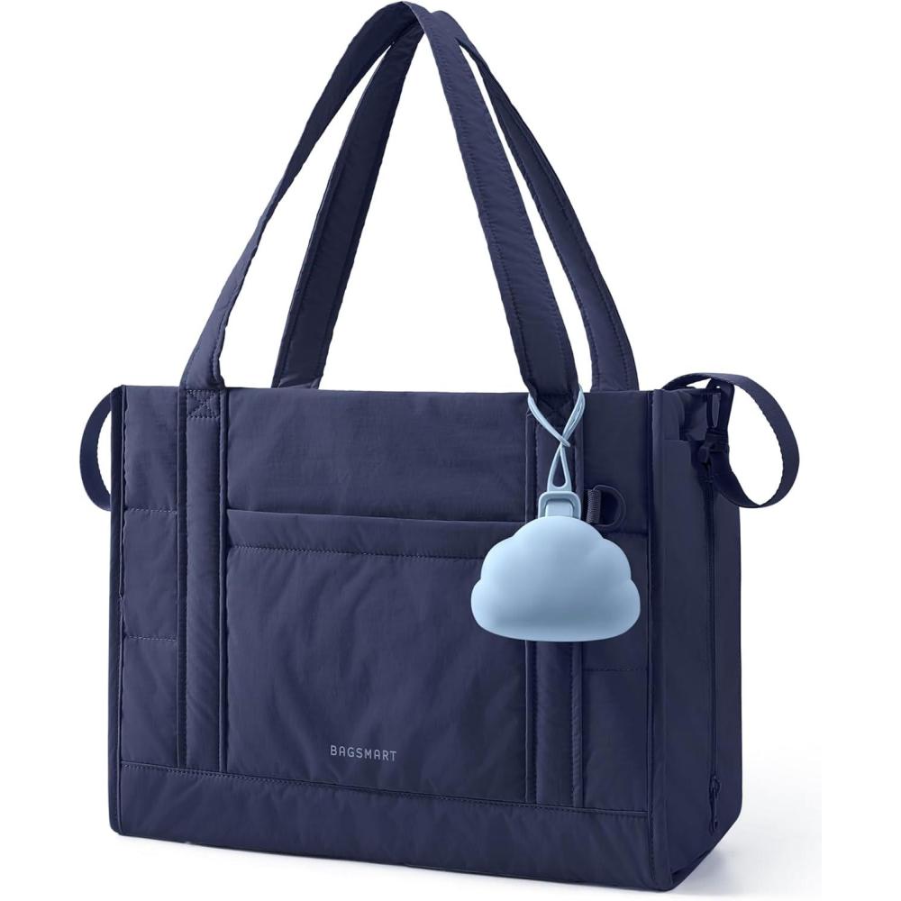 imageBAGSMART Diaper Bag Tote Puffer Tote Bag Lightweight Baby Bag with Insulated Pockets Pacifier CaseNavy Blue