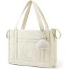 BAGSMART Diaper Bag Tote Puffer Tote Bag Lightweight Baby Bag with Insulated Pockets, Pacifier Case(Light Beige)