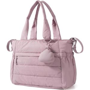 BAGSMART Diaper Bag Tote, Hospital Bag for Labor Delivery, Puffy Maternity Travel Diaper Tote, Baby Bag with Pacifier Case(Mauve Brown)