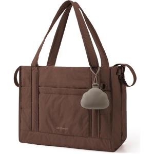 BAGSMART Diaper Bag Tote Puffer Tote Bag Lightweight Baby Bag with Insulated Pockets, Pacifier Case(Coffee)