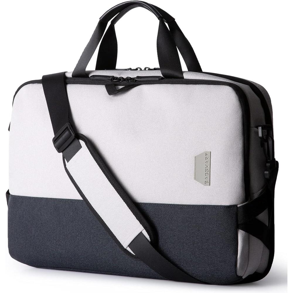 imageBAGSMART Laptop Bag 156 Inch Computer Bag Laptop Briefcase RFID Blocking Messenger Shoulder Bag Laptop Case for Men Business School Travel BlackGrey