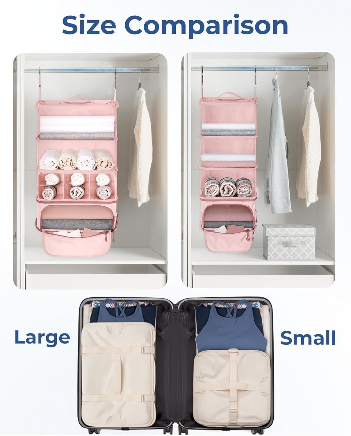 imageBAGSMART Hanging Packing Cubes for Travel Hanging Shelves for Suitcases Organizers Compression 4 Shelf Closet Organizers Travel Shelves for Cruise Ship EssentialsBeigeLargeWidth 173