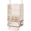 BAGSMART Hanging Packing Cubes for Travel, Hanging Shelves for Suitcases Organizers, Compression 4 Shelf Closet Organizers, Travel Shelves for Cruise Ship Essentials(Beige-Large/Width 17.3″)