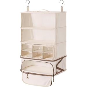 BAGSMART Hanging Packing Cubes for Travel, Hanging Shelves for Suitcases Organizers, Compression 4 Shelf Closet Organizers, Travel Shelves for Cruise Ship Essentials(Beige-Large/Width 17.3″)