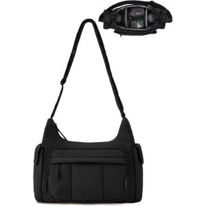 BAGSMART 2 in 1 Puffy Camera Sling Bag for Photographer, Everyday Shoulder Crossbody Bag with Pockets Digital Camera Case for DSLR/Mirrorless, Light Beige(Black)