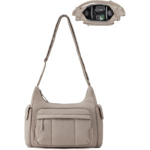 BAGSMART 2 in 1 Puffy Camera Sling Bag for Photographer, Everyday Shoulder Crossbody Bag with Pockets Digital Camera Case for DSLR/Mirrorless, Light Beige(Brown)