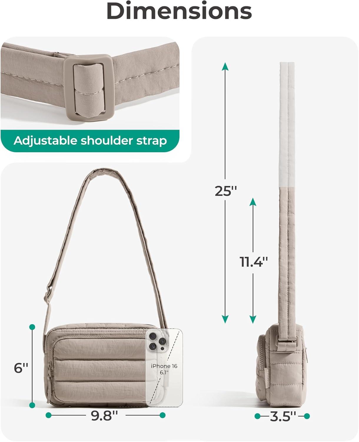 imageBAGSMART Crossbody Bags for Women Puffer Crossbody Purses for Women with RFID Blocking Slots Handbags Wallet Small PurseDark Pink